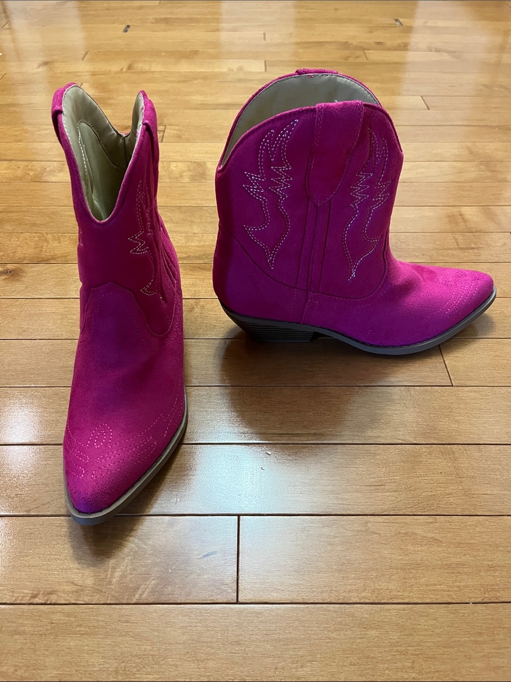 Women’s Hot Pink Suede Western Ankle Booties
